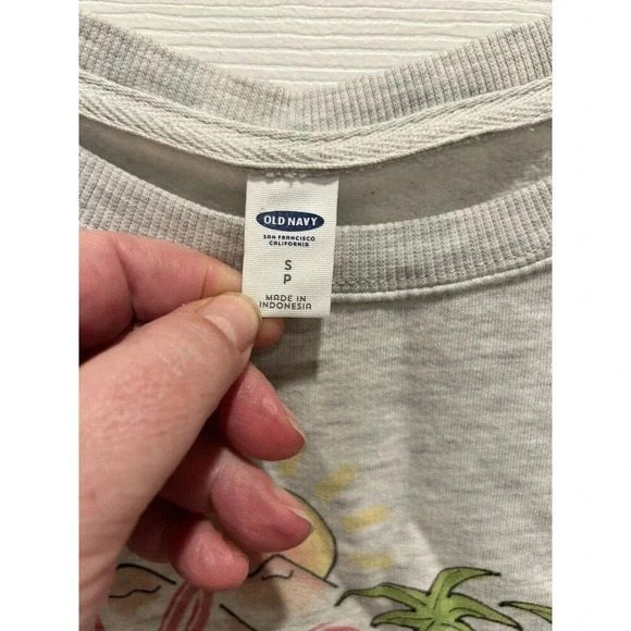 VNTG Old Navy Sweatshirt Palm Springs Graphic Mottled Gray‎ Women’s Size Small - Picture 3 of 4